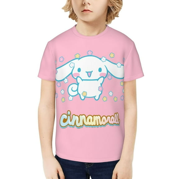 Sanrio Cinnamoroll Kids T-Shirt 3d Printed Graphic T-Shirts Boys And Girls Short Sleeve Shirts For Youth Kids X-Small