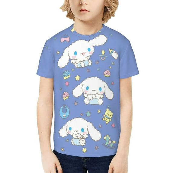 Sanrio Cinnamoroll Kids T-Shirt 3d Printed Graphic T-Shirts Boys And Girls Short Sleeve Shirts For Youth Kids X-Small