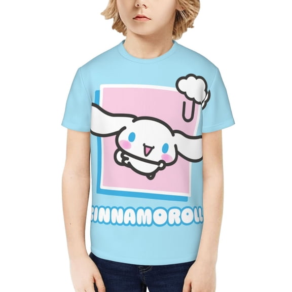 Sanrio Cinnamoroll Kids T-Shirt 3d Printed Graphic T-Shirts Boys And Girls Short Sleeve Shirts For Youth Kids X-Small