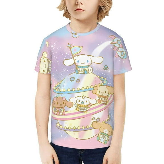 Sanrio Cinnamoroll Kids T-Shirt 3d Printed Graphic T-Shirts Boys And Girls Short Sleeve Shirts For Youth Kids X-Small