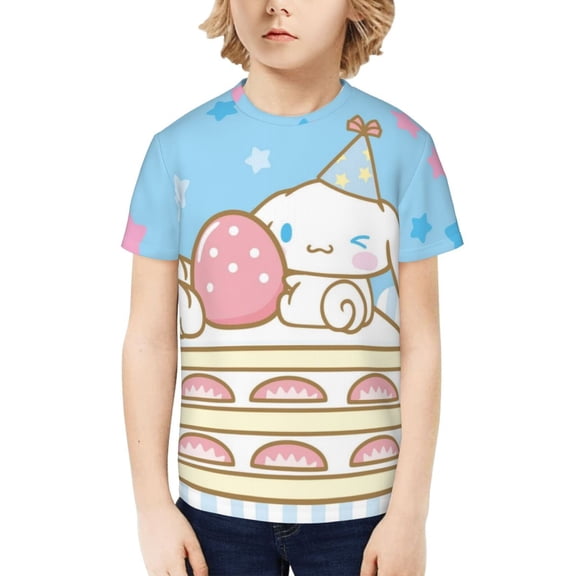 Sanrio Cinnamoroll Kids T-Shirt 3d Printed Graphic T-Shirts Boys And Girls Short Sleeve Shirts For Youth Kids X-Small