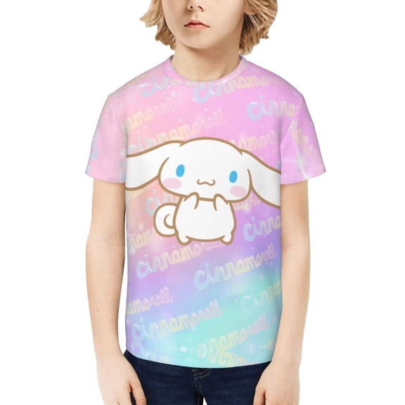 Sanrio Cinnamoroll Kids T-Shirt 3d Printed Graphic T-Shirts Boys And Girls Short Sleeve Shirts For Youth Kids X-Small