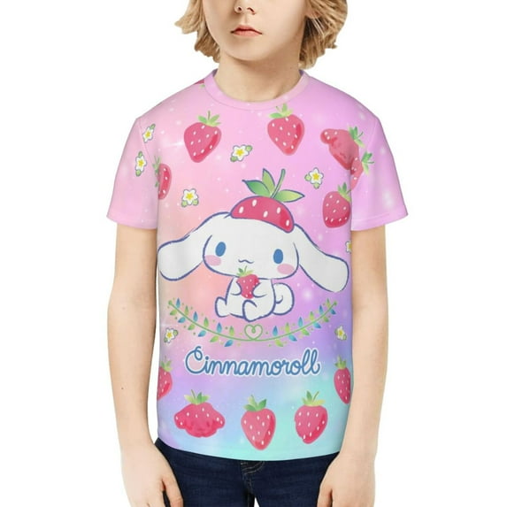 Sanrio Cinnamoroll Kids T-Shirt 3d Printed Graphic T-Shirts Boys And Girls Short Sleeve Shirts For Youth Kids X-Small