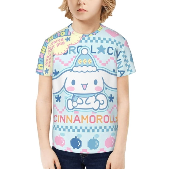 Sanrio Cinnamoroll Kids T-Shirt 3d Printed Graphic T-Shirts Boys And Girls Short Sleeve Shirts For Youth Kids X-Small
