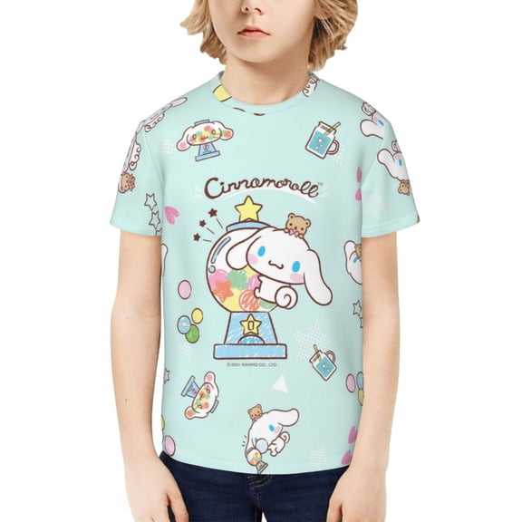 Sanrio Cinnamoroll Kids T-Shirt 3d Printed Graphic T-Shirts Boys And Girls Short Sleeve Shirts For Youth Kids X-Small