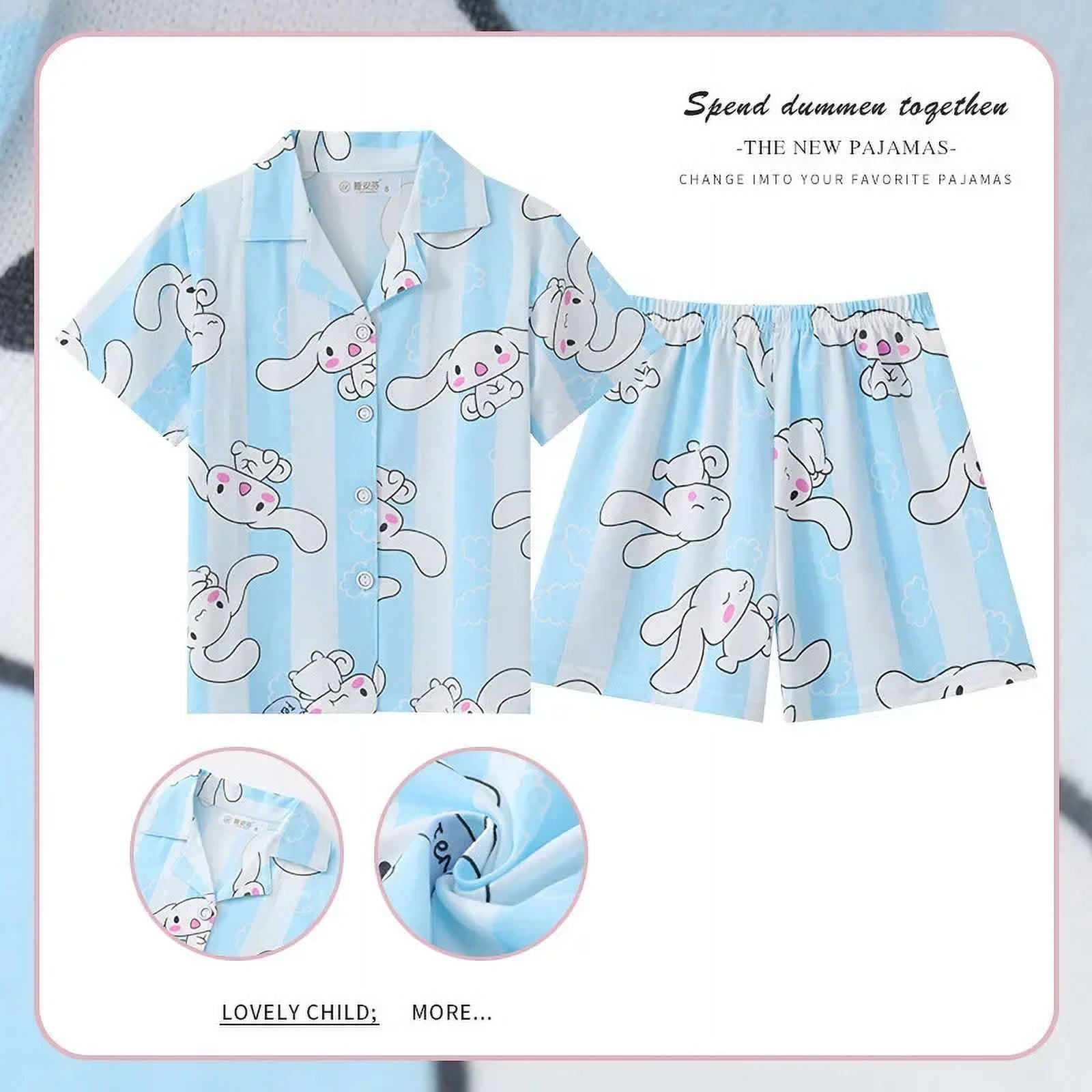 Sanrio Cinnamoroll Kuromi Pochacco Children's Pajamas Set 2024 Summer