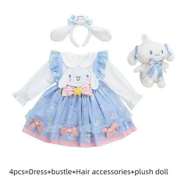 Sanrio Cinnamoroll Lolita Dress For Kid Girl Anime Princess Dress Comfortable Sweet Cute Girl Long Sleeve Cosplay Clothes