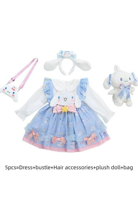 Sanrio Cinnamoroll Lolita Dress For Kid Girl Anime Princess Dress Comfortable Sweet Cute Girl Long Sleeve Cosplay Clothes