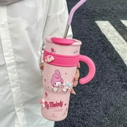 Sanrio Cinnamoroll My Melody Hello Kitty Straw Cup Large Capacity Good Looking Double Drink Handheld Cup Kawaii Thermos Cup Gift