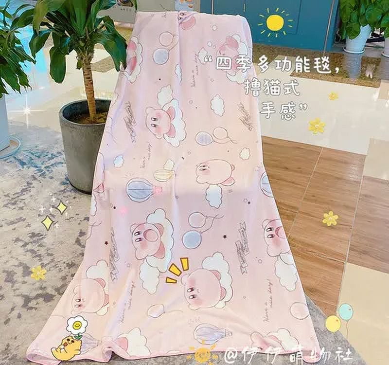 Sanrio Cinnamoroll Plush Blanket Kuromi My Melody Kirby Kawaii Cartoon Cute  Warm Coral Fleece Blanket Anime Girls Room Decor 
