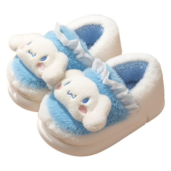 Sanrio Cinnamoroll Plush Slippers Cute Women's Winter Indoor and Outdoor Universal Non-slip Warm Girls Slippers Purple-Closed-Heel 5