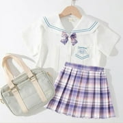Sanrio Cinnamoroll School Uniform Set Anime Kawaii Summer Cute Maid Outfit JK Uniform Suit Pleated Skirt Gift for Girls
