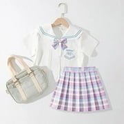 Sanrio Cinnamoroll School Uniform Set Anime Kawaii Summer Cute Maid Outfit JK Uniform Suit Pleated Skirt Gift for Girls
