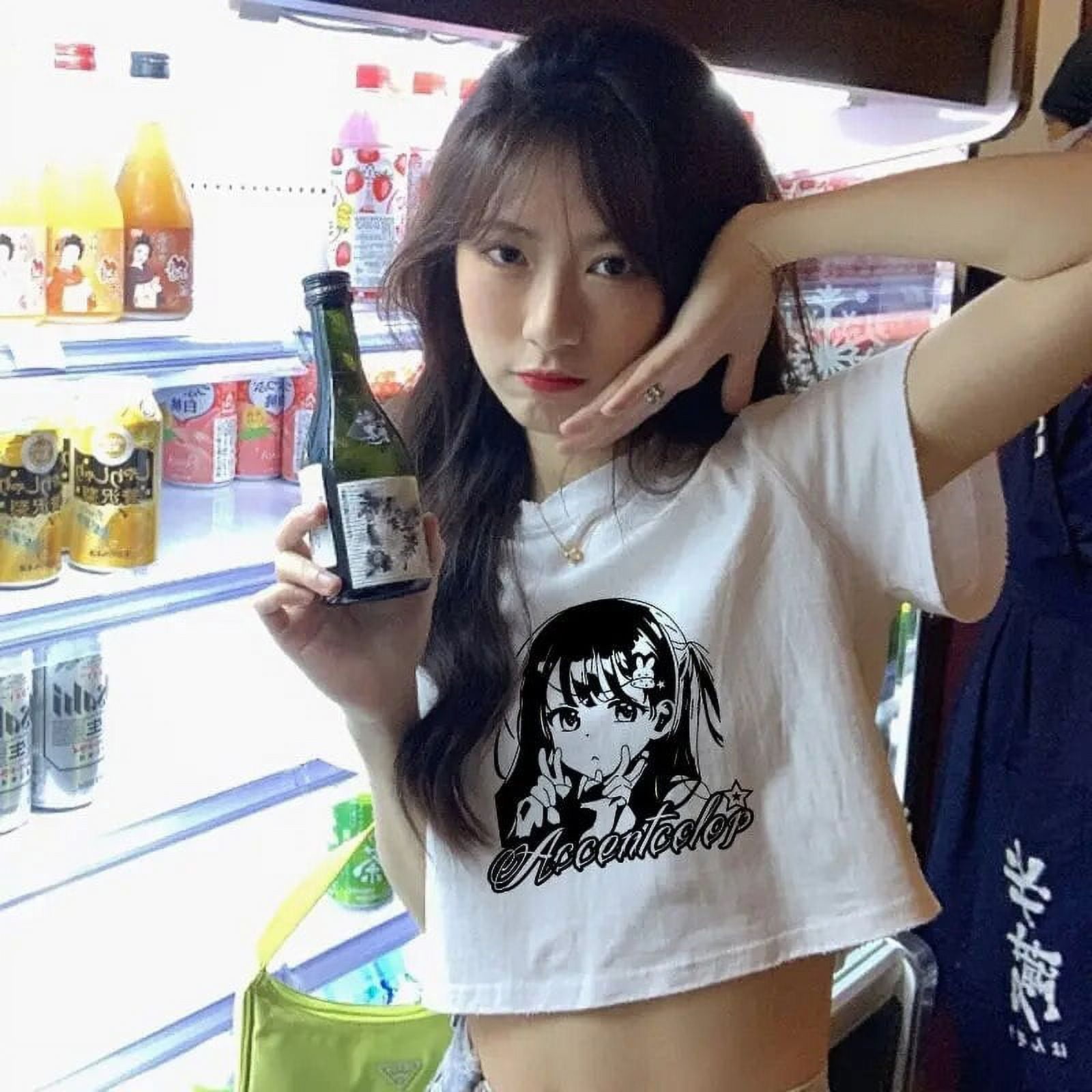 Sanrio Cinnamoroll Sexy Crop Top Girl Short Sleeve T-shirt Women