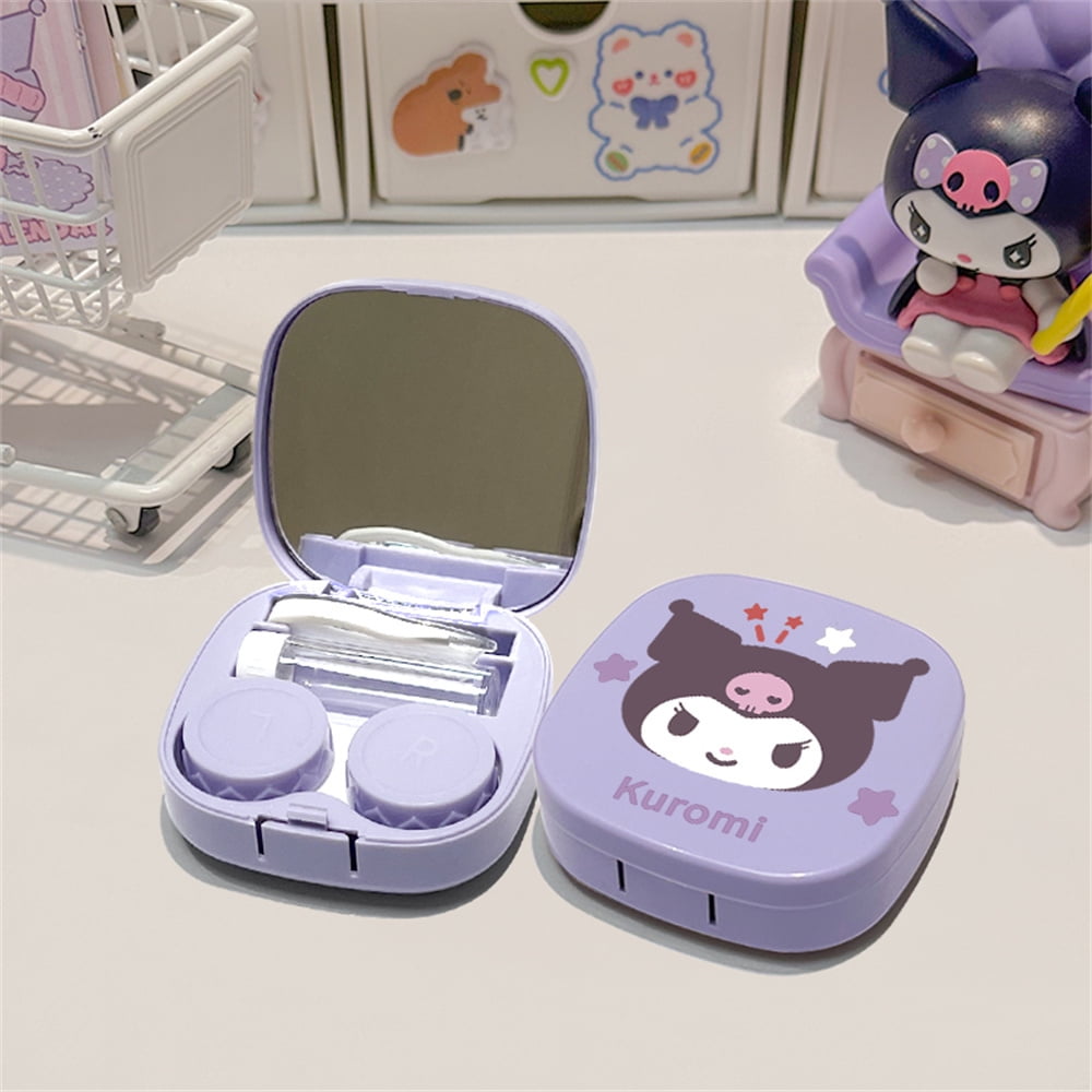 Sanrio Contact Lens Case Hello Kitty Melody Cinnamoroll Portable Mirror Contact Lens Box Travel ...