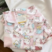 HONGLI Kawaii Sanrio Cute Cartoon Hello Kitty Kids Summer New Casual Sports Two-piece Set Short Sleeve T-Shirts Shorts Birthday Gift