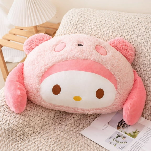 Sanrio Cute Anime Turn Into White Bear Pillow Blanket Comfortable Kuromi My Melody Pochacco Throw Pillow Back Cushion Sofa Bed