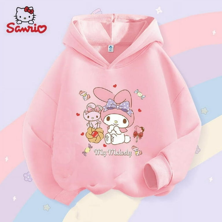 Sanrio Cute Children Hoodie Kawaii Anime Kuromi Cinnamoroll My Melody  Cartoon Autumn Hooded Sweatshirt Fashion Coat Girl Gift