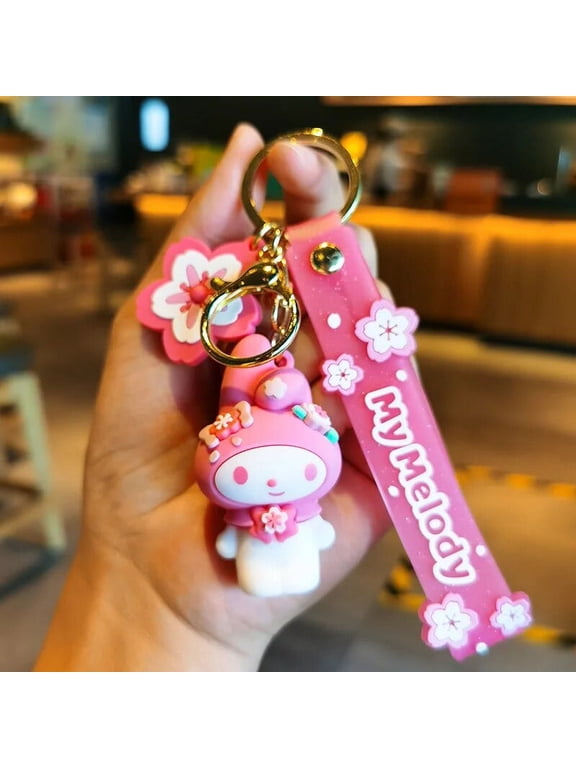 Sanrio Cute Doll Pendant Anime Figures Sakura Kuromi Hello Kitty Melody Cinnamoroll Keychain Bag Keyring Pendant Birthday Gifts