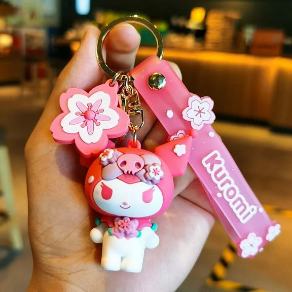 Sanrio Cute Doll Pendant Anime Figures Sakura Kuromi Hello Kitty Melody Cinnamoroll Keychain Bag Keyring Pendant Birthday Gifts