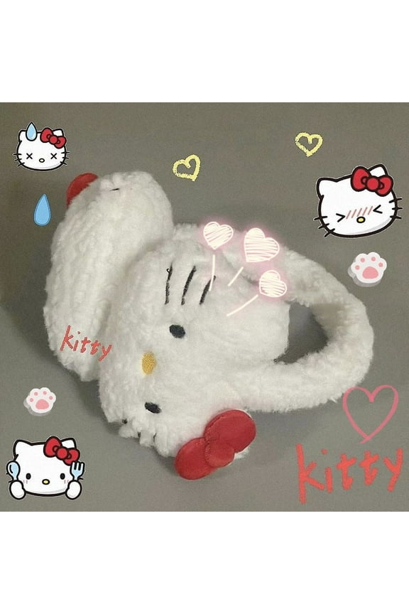 Sanrio Cute Hello Kitty Earmuffs Warm and Thickened Winter Fluffy Cute Ear Protection Beauty Gift