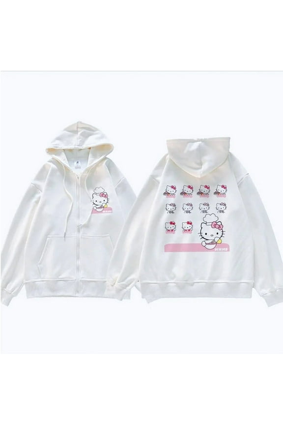 Sanrio Cute Printed Hoodies Women Cartoon Hello Kitty Y2k Loose Sweatshirt Fashion Sweet Clothing