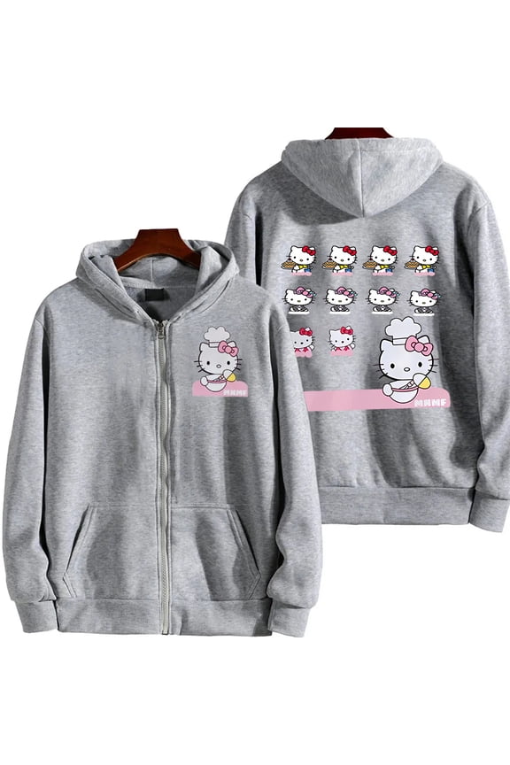 Sanrio Cute Printed Hoodies Women Cartoon Hello Kitty Y2k Loose Sweatshirt Fashion Sweet Clothing