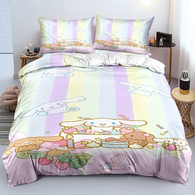 Sanrio Duvet Cover Set Kawaii Cinnamoroll Bedding Set Cartoon Anime
