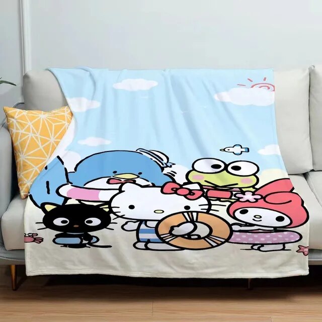 Sanrio Flannel Blanket Cartoon Hello Kitty Blanket Bed Sheet Mat Soft Sofa Chair Blanket Kids