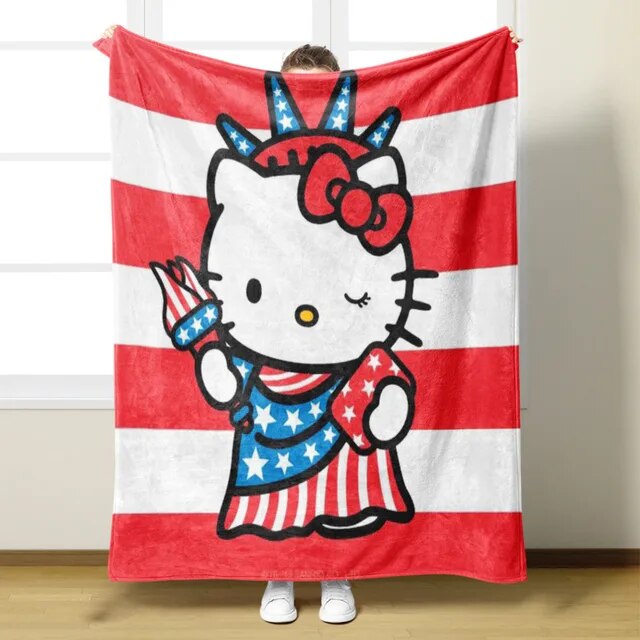 Sanrio Flannel Blanket Cartoon Hello Kitty Blanket Bed Sheet Mat Soft Sofa Chair Blanket Kids