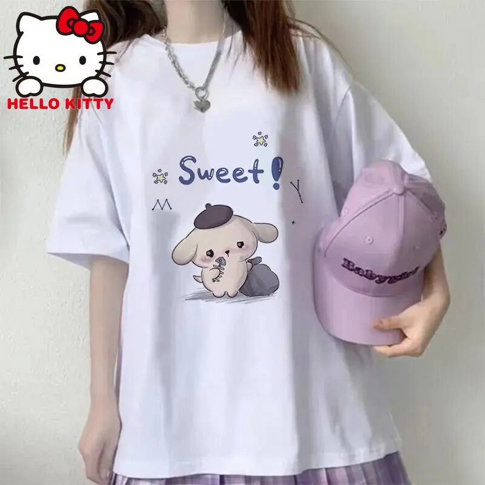 Sanrio Funny Summer Womens Kpop T Shirts Kuromi Amine Tshirt Harajuku ...