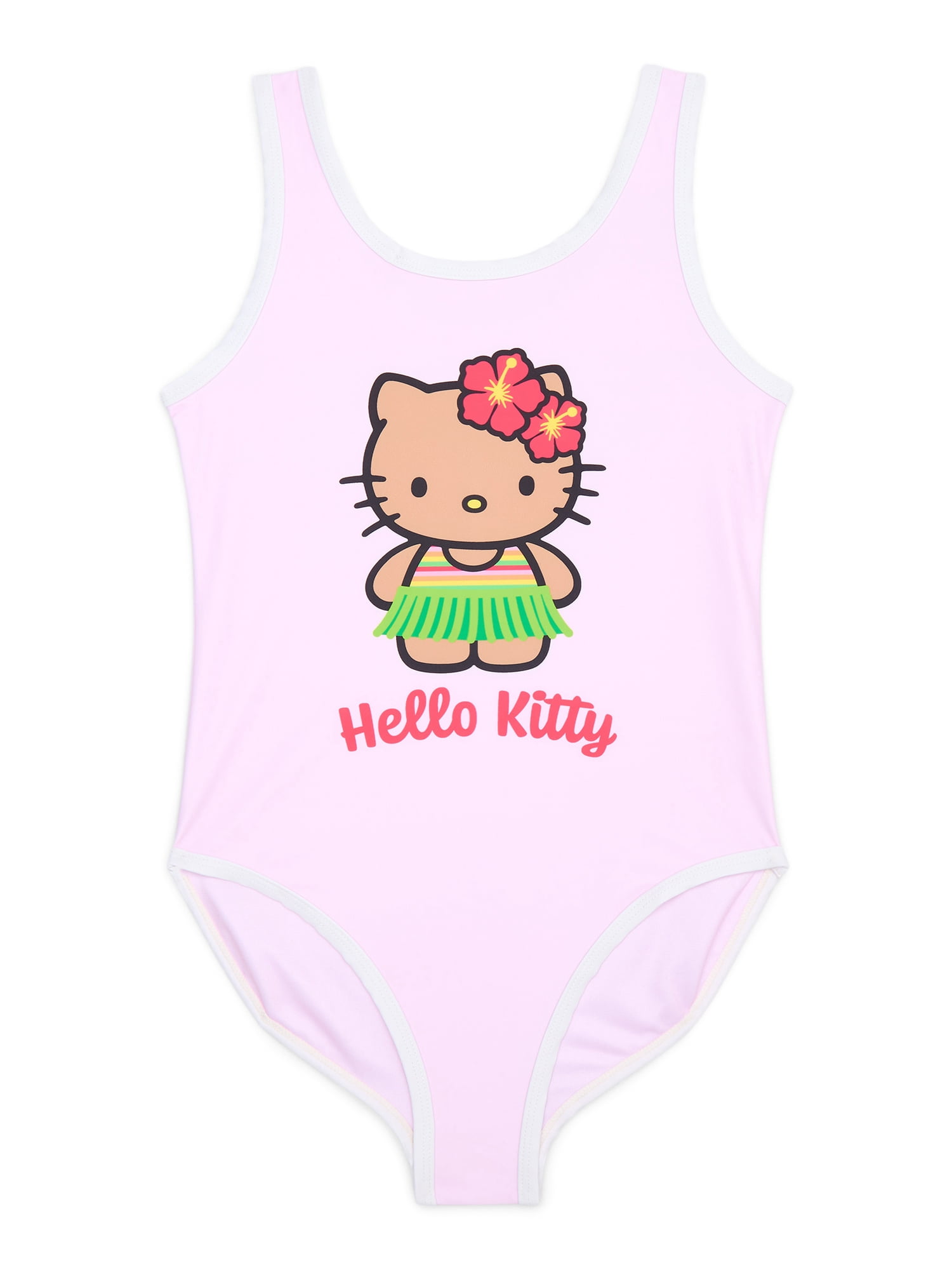 Hello Kitty Girls and Big Girls Hawaii Graphic One Piece Swimsuit, Sizes 4-12