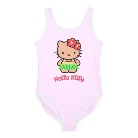 Hello Kitty Girls and Big Girls Hawaii Graphic One Piece Swimsuit, Sizes 4-12