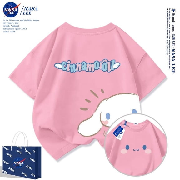 Sanrio Girls Boys T-Shirt Short Sleeve Cotton 2024 Summer New Cartoon Cinnamoroll Children's Clothing Top Half Sleeve Gift
