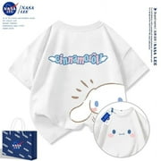 Sanrio Girls Boys T-Shirt Short Sleeve Cotton 2024 Summer New Cartoon Cinnamoroll Children's Clothing Top Half Sleeve Gift