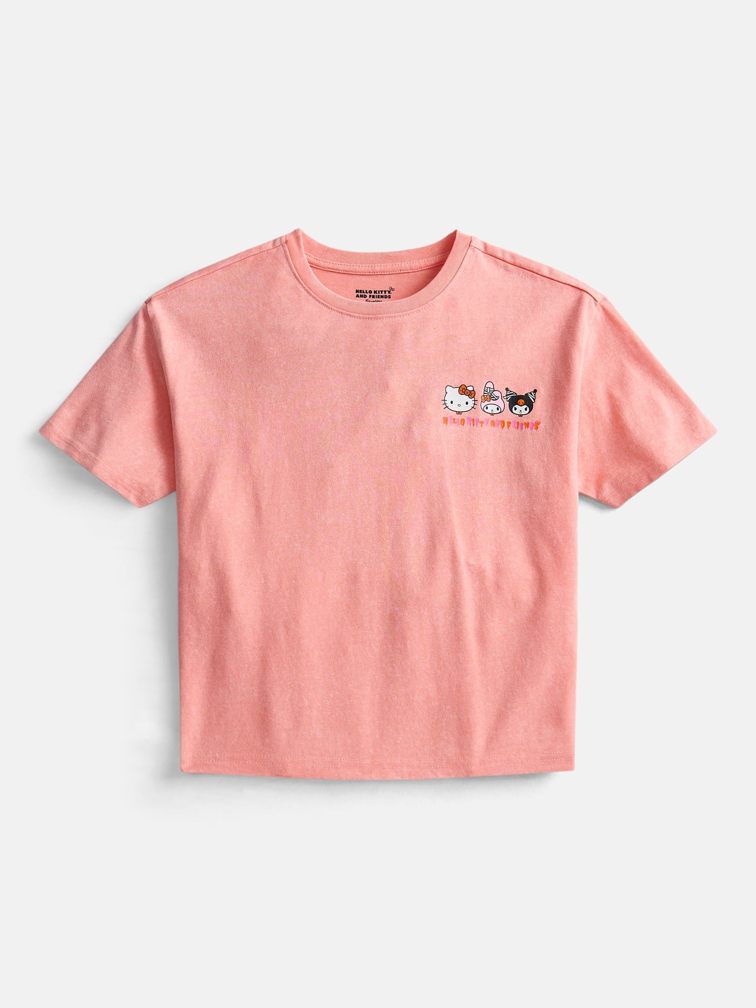 Hello Kitty and Friend’s Girl’s Boxy Halloween Crewneck Tee with Short Sleeves, Sizes 4-16