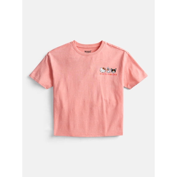 Hello Kitty and Friend’s Girl’s Boxy Halloween Crewneck Tee with Short Sleeves, Sizes 4-16