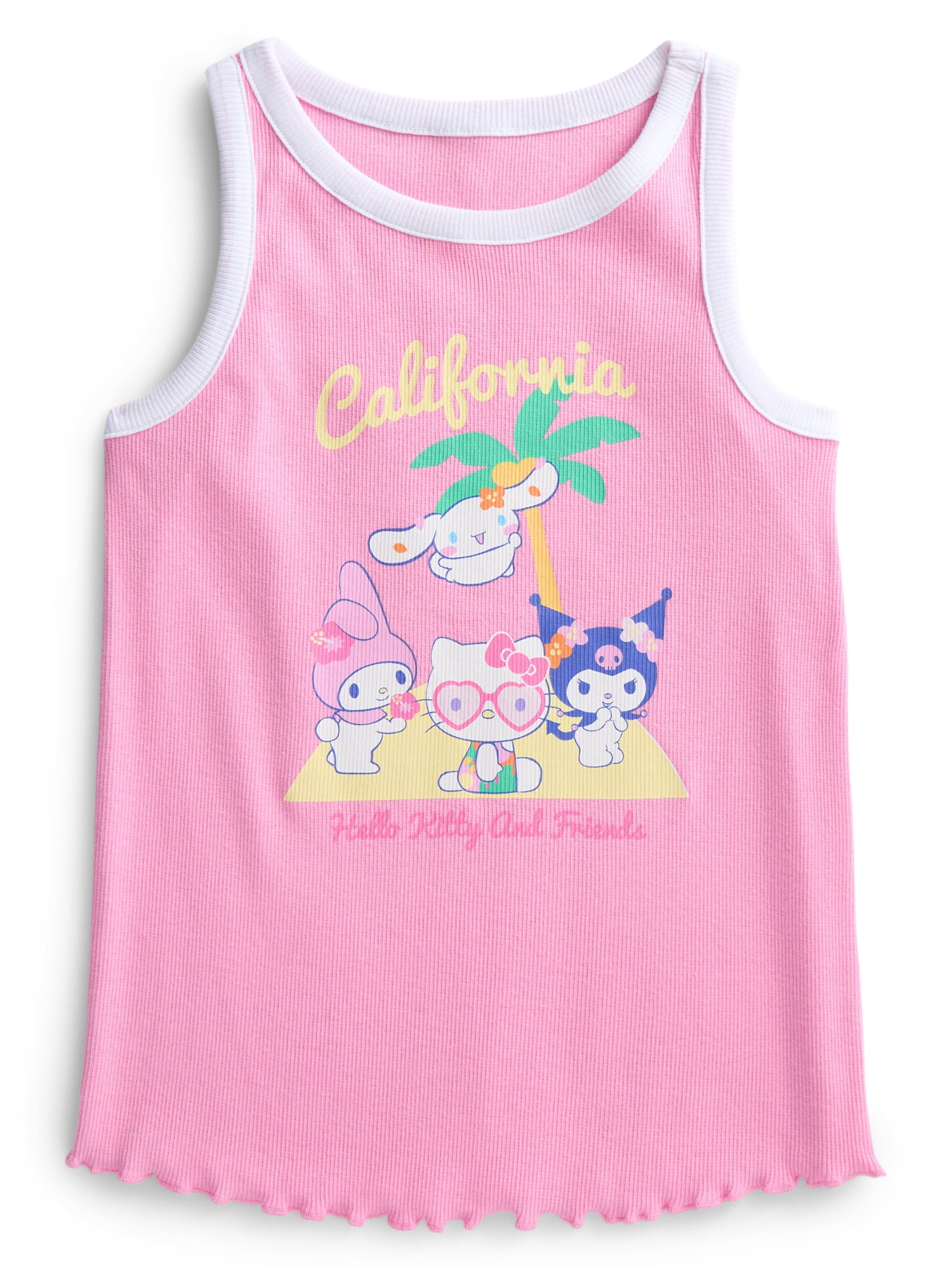 Sanrio Girls Hello Kitty and Friends Vacation Ringer Graphic Tank Top, Sizes 4-16