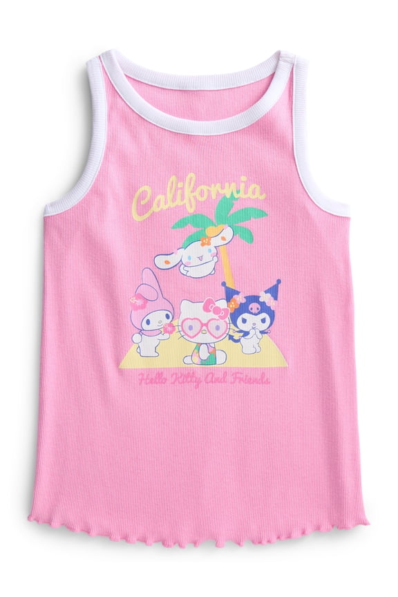 Girls Hello Kitty and Friends Vacation Ringer Graphic Tank Top, Sizes 4-16