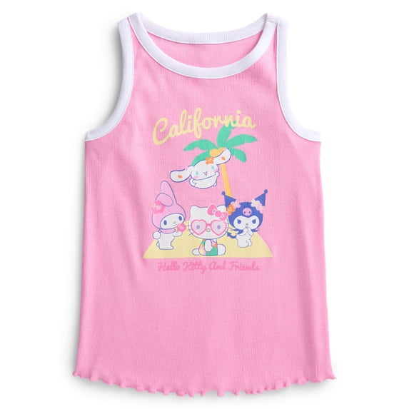 Sanrio Girls Hello Kitty and Friends Vacation Ringer Graphic Tank Top, Sizes 4-16