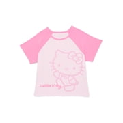 Sanrio Hello Kitty Girls Raglan Graphic Tee with Short Sleeves, Sizes 4-16