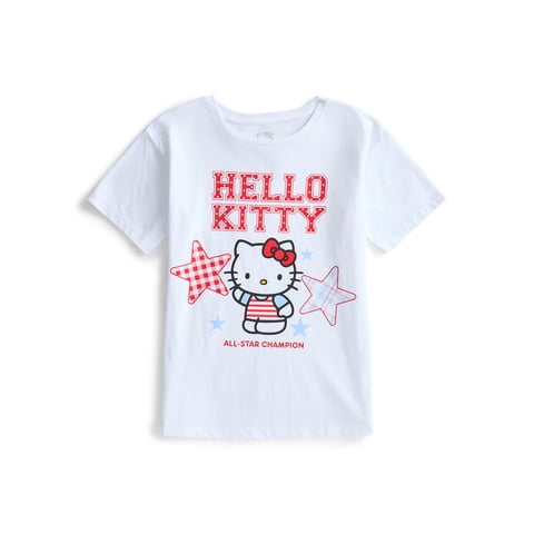 Sanrio Girls Hello Kitty Americana Patriotic Graphic Tee with Short Sleeves, Sizes 4-16