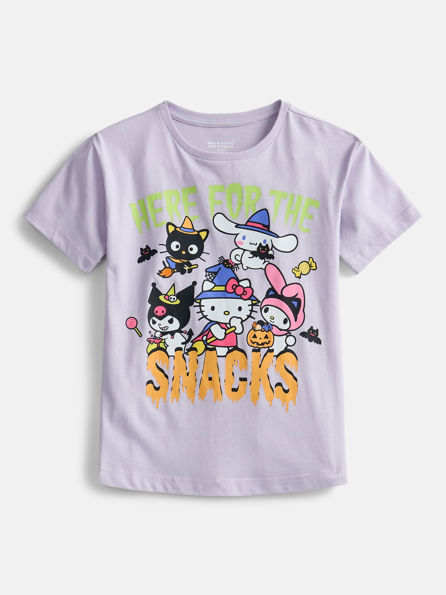 Hello Kitty and Friends Girls' Halloween Graphic Tee with Short Sleeves, Sizes 4-16