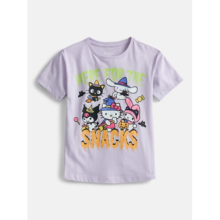 Hello Kitty and Friends Girls' Halloween Graphic Tee with Short Sleeves, Sizes 4-16
