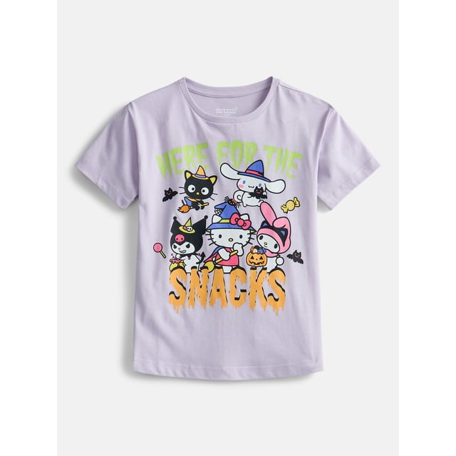 Hello Kitty and Friends Girls' Halloween Graphic Tee with Short Sleeves, Sizes 4-16