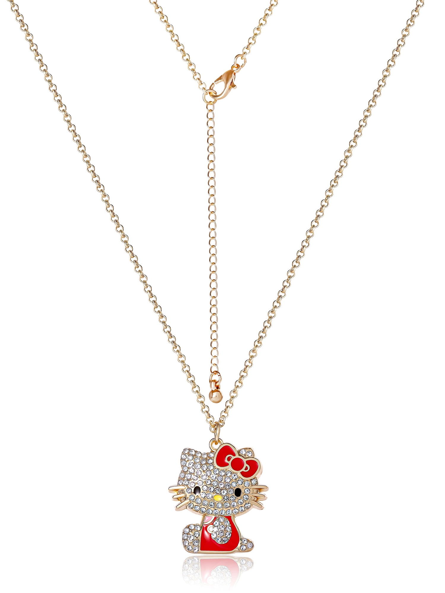 Sanrio Girls/Tween Hello Kitty Red Enamel Crystal Pendant, 16" Chain