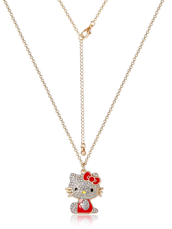 Girls/Tween Hello Kitty Red Enamel Crystal Pendant, 16" Chain