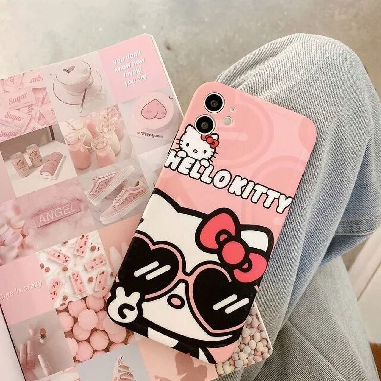 Sanrio Girly Hello Kitty Blue And Pink Iphone Case For 13 12 11 Pro Max 