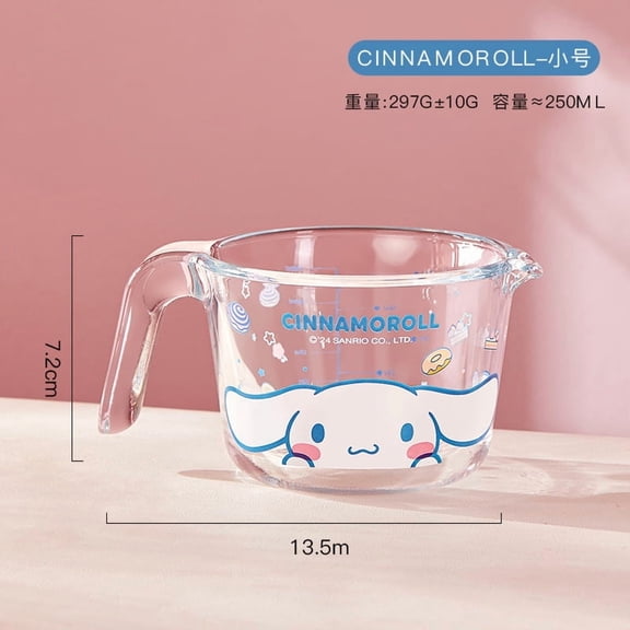 Sanrio Glass Measuring Cup Heat Resistant Kitchen Special Egg Beating Milk Measurement Water Cup Home Dining Tableware Bowl