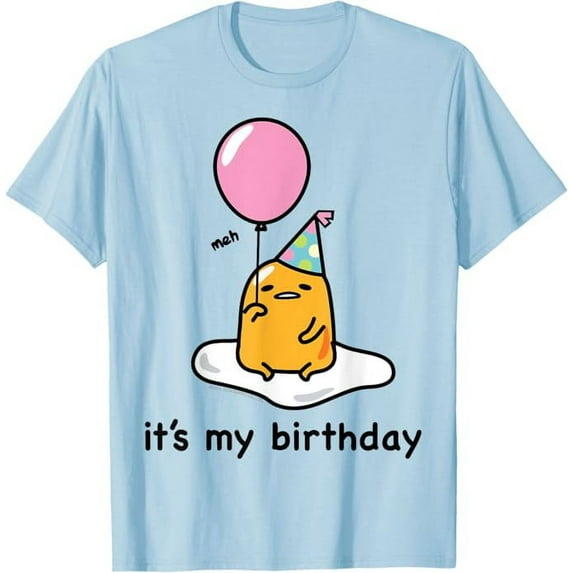 Sanrio Gudetama "It's My Birthday" Meh T-Shirt for Men Women Teenager, Light Blue Color, Size S